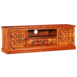 vidaXL TV Stand - Solid Sheesham Wood with Copper Accents - Ample Storage for Media Equipment - Pre-Assembled - 47.2"x 11.8"x 15.7"