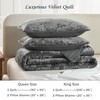 AJOCCI Velvet Quilt Set, Grey Velvet Quilt King Size Comforter