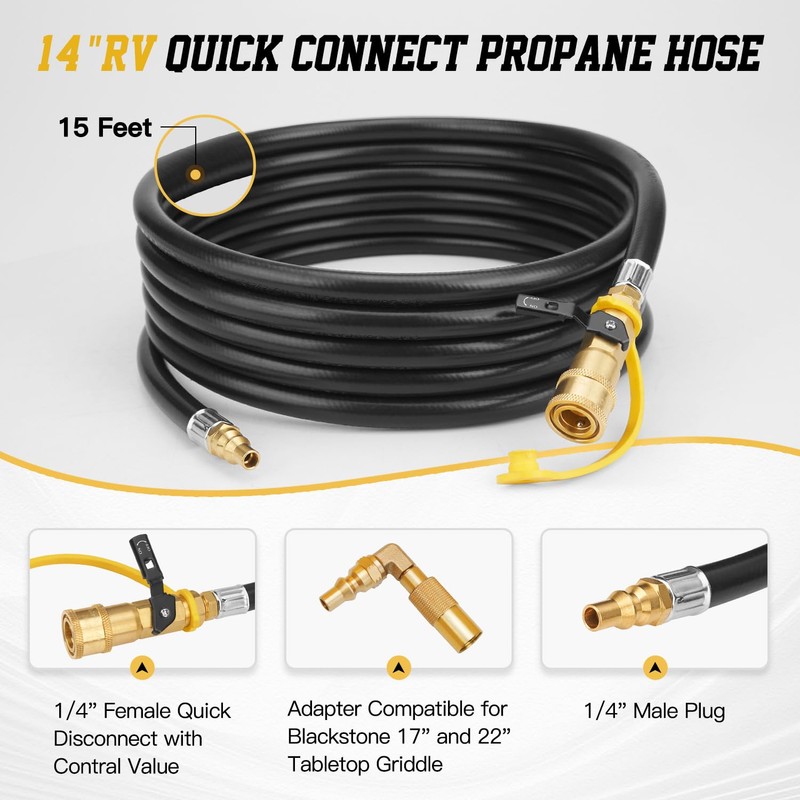 CALPOSE 15FT RV Quick Connect Hose, With Elbow Adapter Fits