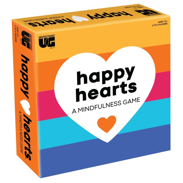 University Games, Happy Hearts Mindfulness Party Game, Practice Mindfulness and Meditation, for 2 or More Players Ages 12 and Up