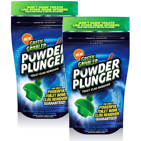 POWDER PLUNGER Toilet Bowl Clog Remover | Toilet Clog Eliminator | Toilet Plunger - 2 Pack