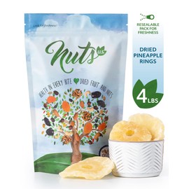 NUTS U.S. - Unsulphured Dried Pineapple Ring, Low Sugar, No Color Added, Natural!! (4 LBS)