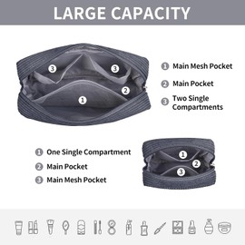 MAGEFY Bolsa de Maquillaje Pequeña de Pana Cosmetiquera para Mujer Bolsa de Cosméticos de Viaje Bolsas Esenciales con Compartimentos