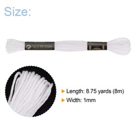 HARFINGTON 24 Skeins Embroidery Floss 8m Each Egyptian Long Fiber Cotton Cross Stitch Thread 26S/2x6 for Embroidery Projects Bracelet, White