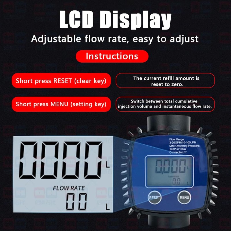 Uadme Digital Turbine Flowmeter – 1" Electronic Internal Thread Flow
