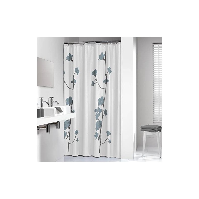 Sealskin Orchid Shower Curtain, Polyester, Blue, 180 x 200 cm