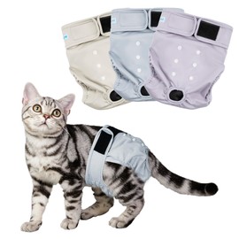 Paw Legend Cat Diapers for Female Cats Spraying Washable Reusable Kitten Diapers for Cats Incontinence Pet Diapers (3 Pack, Medium)
