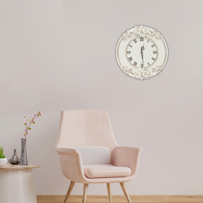 Eapmic European Style Resin Wall Clock, Retro Silent Clock with