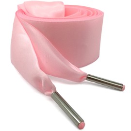 WEGOODZF Satin Ribbon Shoe Laces: 3CM Wide Flat Silk Shoelaces with Metal Tips, 03 Pink, 49.21"Inch (125CM)