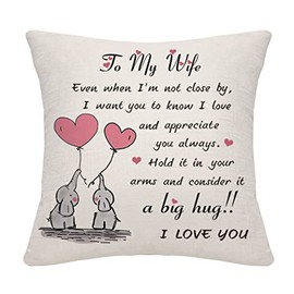 Bommex Wife Cushion Cover Throw Pillow Cover Cushion Case Wife Gifts from Husband Valentine's Day Gifts (wife-2)