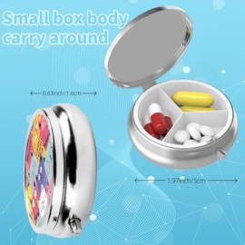 KWSAAHU KWSAAHU 3 Compartment Travel Pill Case, Sealed Portable Pill Container Mini Size Metal Pill Box for Pocket Purse, Three Times a Day Pill Organizer for Men, Women and Children - Colorful Cat Family