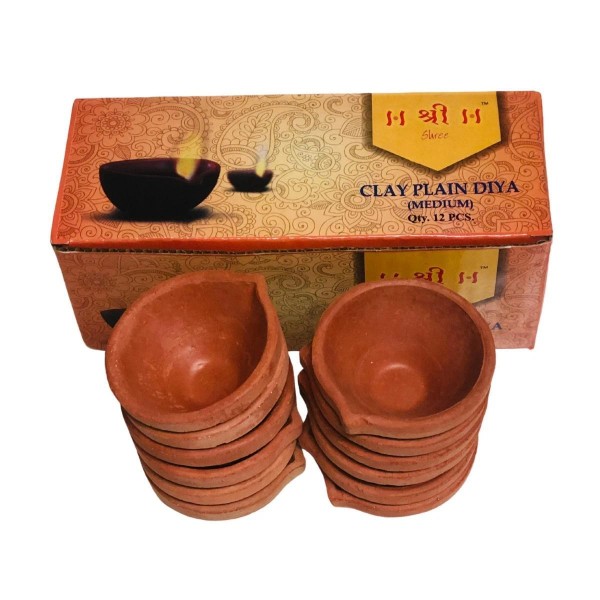 Clay Plain Diya Medium Diyas For Diwali Pooja Decoration (12
