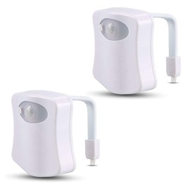 BSASHF 2 Pack Color Changing Toliet Night Light Motion Sensor Led Toilet Motion Activated Led Light Washroom Light UV Slap Activated Butt Lamp Smart Light Commode Night Lamp(8 2)