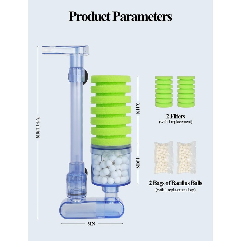 boxtech Aquarium Biochemical Sponge Filter, Ultra Quite Aquarium Single Head