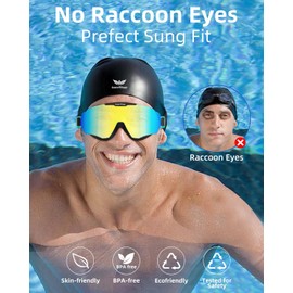 AzureWings 2 Pack Swim Goggles for Men Women Adult, Large Frame Anti-Fog No Leak UV Protection HD Wide Vision, Mirrored Water Pool Swimming Goggles