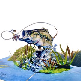 SOUL POP UP Fishing Birthday Card, 6" X 8" Pop Up Birthday Cards For Men, Birthday Card For Husband, Dad, Boyfriend, Pop Up Fathers Day Card Fishing Theme, Happy Birthday Card For Him.