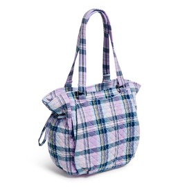 Vera Bradley Women's Cotton Glenna Satchel Purse, Amethyst Plaid - Recycled Cotton, One Size
