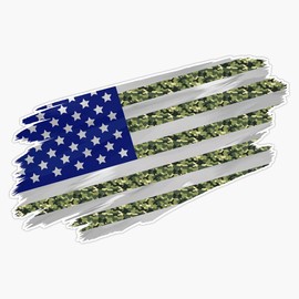 HOF Trading USA Camouflage American Flag Gift Military Veteran Vinyl Sticker Waterproof Decal Laptop Wall Window Bumper Sticker 5"