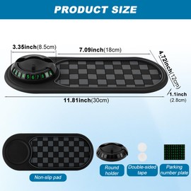 Herxsin Multifunction Car Anti-Slip Mat, Car Dashboard Mobile Phone Holder, Anti Slip Mat Phone Holder and Temporary Parking Number Pad - Secure Storage for Sunglasses, Keys, Gadgets