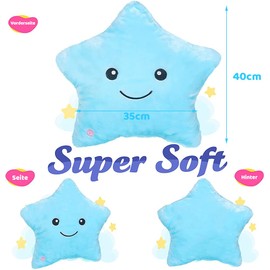 Shengou Christmas Cushion Star LED, Children's Cushion Star, Luminous Cushion Children, LED Star Cushion, Luminous Star Cushion, Luminous Cushion Star, Star Cushion Children (Blue)