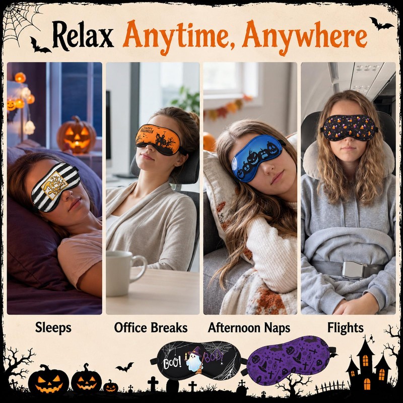50 Pcs Halloween Sleep Eye Masks Bulk for Women Adjustable