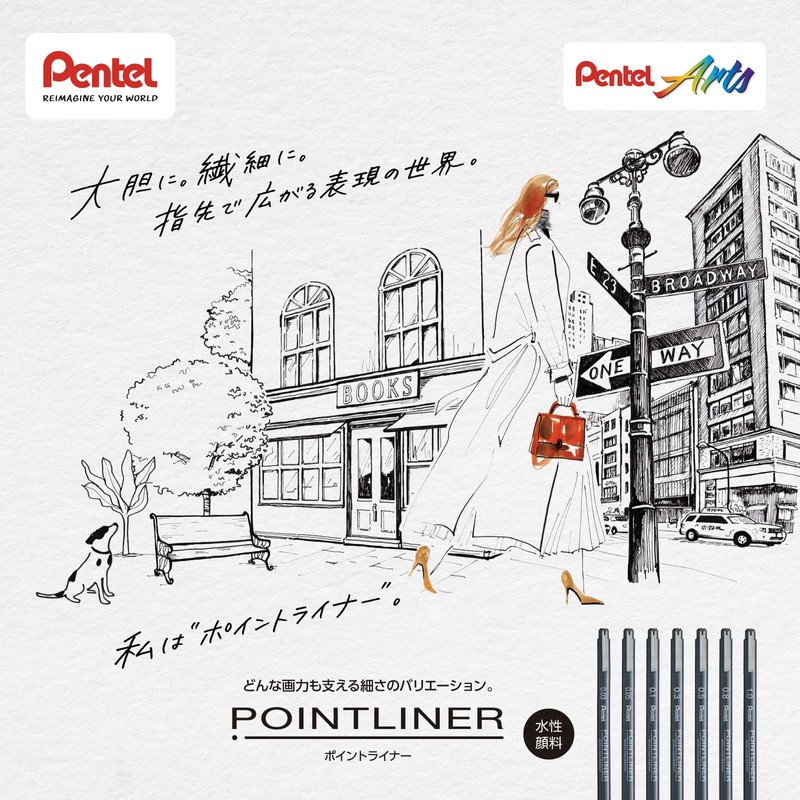Pentel S20P-7STA Water Based Pen, Millimeter Pen, Point Liner, Set