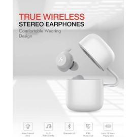 Havit Bluetooth 5.0 True Wireless Earbud with Waterproof Charging Case, White