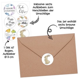 Papierdrachen Easter cards, 6 spring-like greeting cards as folding card including envelope for Easter time, greetings to the family, stylish design for Easter, motif watercolour, set 2.