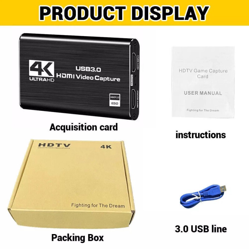 Universal 1Pac 4K Audio Video Capture Card USB 3.0 HDMI