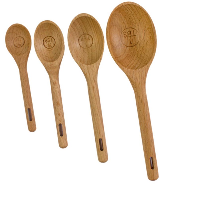 Cabilock Cooking Measuring Spoons Set 4pc Utensils Double-Scale for Coffee