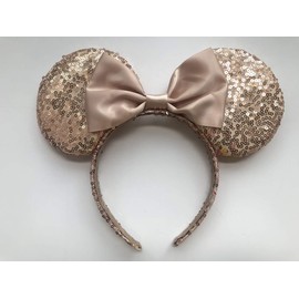 A Miaow Sequin Black Mouse Ears Headband MM Glitter Hair Clasp Adults Women Butterfly Hair Hoop Birthday Party Holiday Park Photo Supply (Shiny Champagnes)