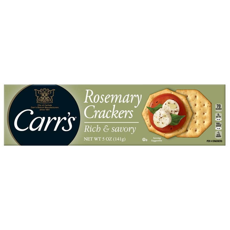 Carr's Crackers, Baked Snack Crackers, Party Snacks, Rosemary, 5oz Box