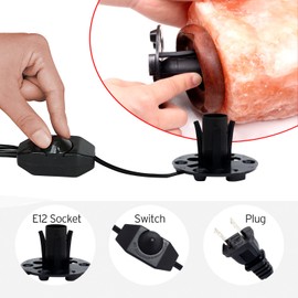 Betus [Original Replacement Upgraded Salt Lamp Power Cord with Dimmer Control Switch & Base Assembly for Himalayan Salt Lamps Power Cord - 6 Feet Long with Two Free 15W Bulbs