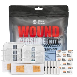 RHINO RESCUE Wound Closure Kit, 3 Types Butterfly Bandages with Bandages, Triple Antibiotic Ointment, Wound Closure Strips, Stitchless & Painless Stitch Zip Laceration Closure First Aid Kit