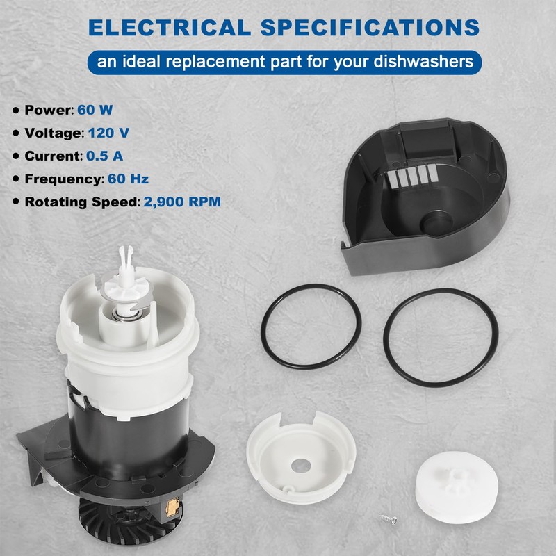 154844301 Motor Kit 154844301 Dishwasher Circulation Pump Motor with O-Rings