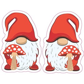 StickerTalk Mushroom Gnome Vinyl Stickers, 1 Sheet of 2 Stickers, 2 inches by 3 inches Each
