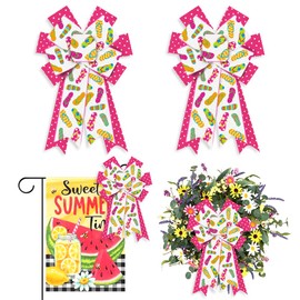 Hying 2PCS Summer Slipper Bows for Wreath, Red White Slippers Wreath Bows for Summer Décor, Spring Red Dots Summer Bows for Front Door Indoor Outdoor Wall Tree Topper Decoration Supplies Ornament