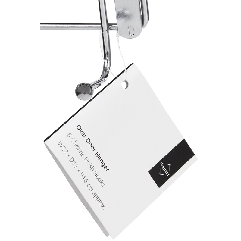 Premier Housewares 509727 6 Hook Over Door Hanger - Chrome