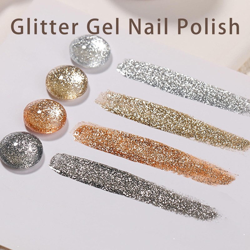 Gyraolvant 4 Colors Gold Silver Glitter Painting Gel Nail Polish