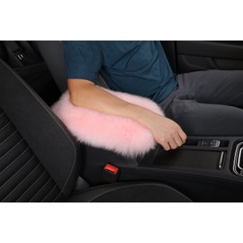 Real Long Wool Car Center Console Cover, Universal Interior Accessory Fit for Most SUV/Truck/Auto, Armrest Cushion Pad, Soft Warm & Fluffy for Winter Green
