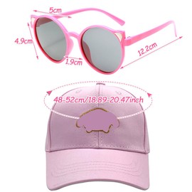 Meloddy Children's Baseball Cap, 2 Pieces Meloddy Baseball Cap and Sunglasses Peaked Cap Sun Protection Cap Baseball Cap Adjustable Cap Cartoon Snapback Cap Sunglasses Set for Children from 2 Years,