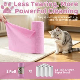 PCCALIGO 50-Pack Microfiber Cleaning Cloth Roll 12"x12", Lint-Free, Pink