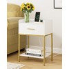 Acodaiuy Nightstand with Charging Station,3-Tier Modern Bedside Table Night Stand