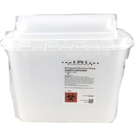 BD 5.4 Quart Translucent White Horizontal Entry Sharps Container