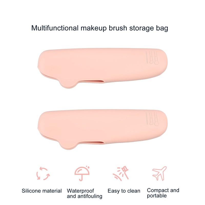 2PCS Silicone Makeup Brush Holder Waterproof Soft Portable Cosmetic Storage