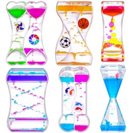 Silipull 6 Pack Liquid Motion Bubbler Liquid Bubble Sensory Toys Colorful Oil Hourglass Fidget Toy Sensory Bottles Calming Toys Handheld Water Game for Boy Girl Autism ADHD Adults (Lively)