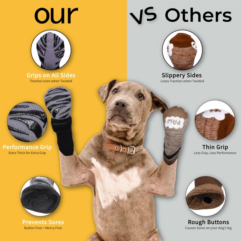 Premium Non-Slip Dog Socks for Hardwood Floors - Extra-Thick Grip