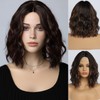 simkaylee Brown Highlight Wigs for Women 14 Inch Short Shoulder