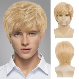 Siudus Blonde Short Mens Wig Side Part Natural Synthetic Hair Wigs for Daily Party Use