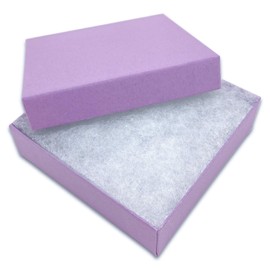 TheDisplayGuys - 100-Pack #33 Cotton Filled Cardboard Paper Jewelry Boxes Gift Case - Purple Lavender (3.5" x 3.5" x 1.0") - for Shipping or Storage